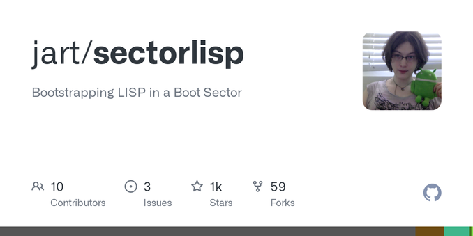 Bootstrapping LISP in a Boot Sector. Contribute to jart/sectorlisp development by creating an account on GitHub.