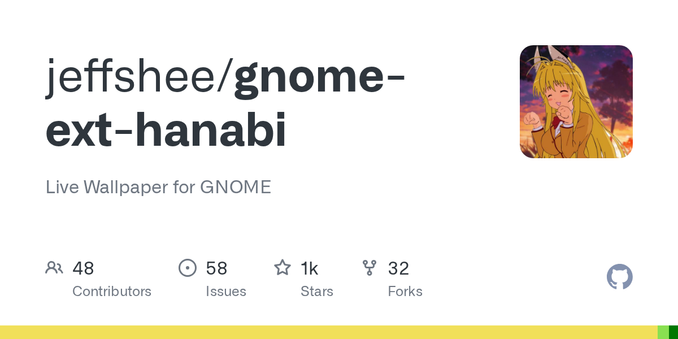 Live Wallpaper for GNOME. Contribute to jeffshee/gnome-ext-hanabi development by creating an account on GitHub.