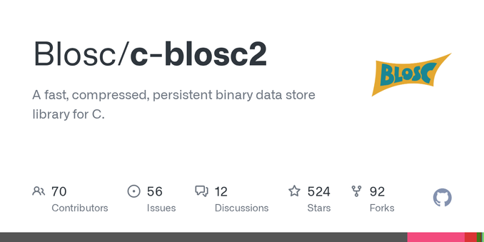 A fast, compressed, persistent binary data store library for C. - Blosc/c-blosc2