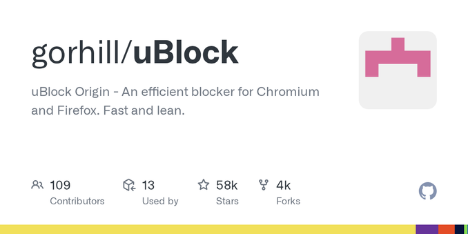 uBlock Origin - An efficient blocker for Chromium and Firefox. Fast and lean. - gorhill/uBlock