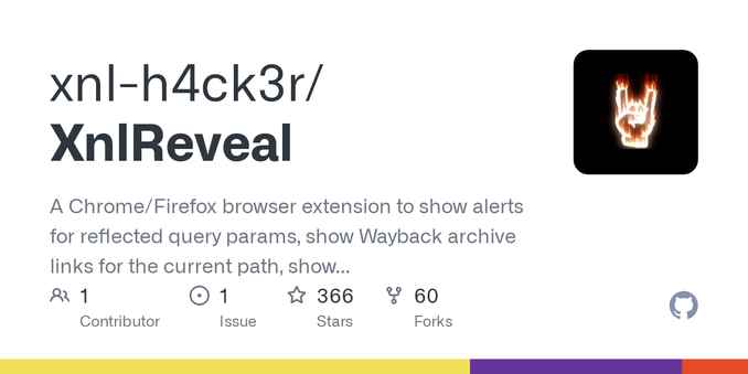 A Chrome/Firefox browser extension to show alerts for reflected query params, show Wayback archive links for the current path, show hidden elements and enable disabled elements. - xnl-h4ck3r/XnlReveal