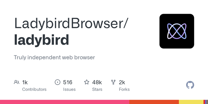 Truly independent web browser. Contribute to LadybirdBrowser/ladybird development by creating an account on GitHub. Truly independent web browser. Contribute to LadybirdBrowser/ladybird development by creating an account on GitHub.