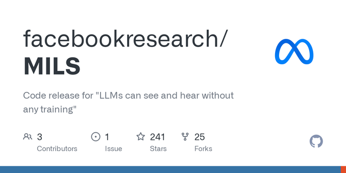 Code release for "LLMs can see and hear without any training" - facebookresearch/MILS