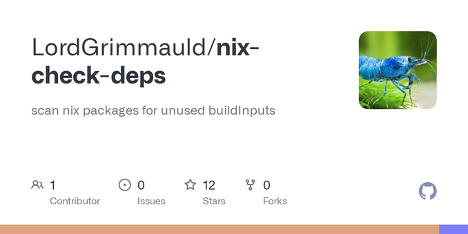 scan nix packages for unused buildInputs. Contribute to LordGrimmauld/nix-check-deps development by creating an account on GitHub.