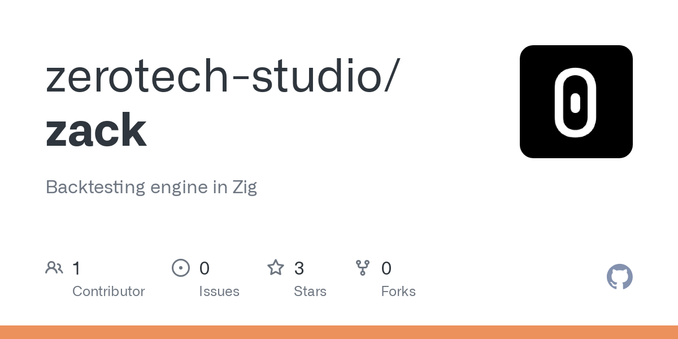 Backtesting engine in Zig. Contribute to zerotech-studio/zack development by creating an account on GitHub.