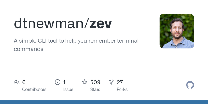 A simple CLI tool to help you remember terminal commands - dtnewman/zev