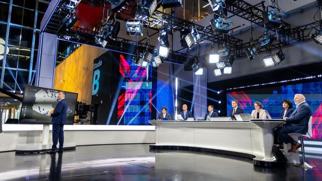 La soirée électorale a été enregistrée dans l'atrium de la Nouvelle Maison de Radio-Canada.