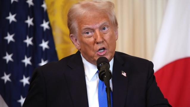 WASHINGTON, DC - FEBRUARY 07: U.S. President Donald Trump speaks during a joint press conference with Japanese Prime Minister Shigeru Ishiba in the East Room at the White House on February 07, 2025 in Washington, DC. Shigeru, who took office in October, is the first Asian leader to visit Trump since he returned to the White House last month.  (Photo by Andrew Harnik/Getty Images)