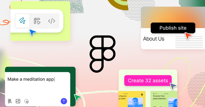 An illustration showing examples of new Figma AI apps.