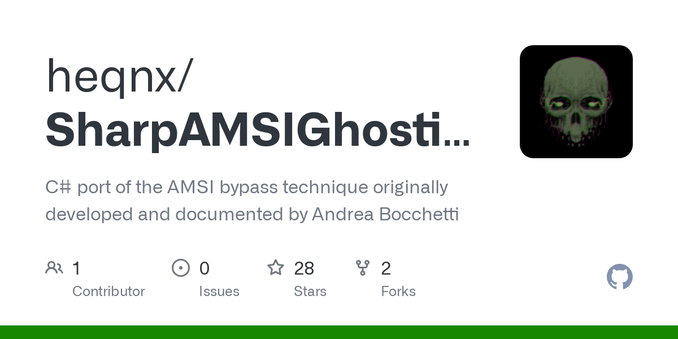 C# port of the AMSI bypass technique originally developed and documented by Andrea Bocchetti - heqnx/SharpAMSIGhosting