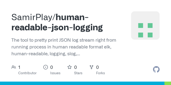 The tool to pretty print JSON log stream right from running process in human readable format elk, human-readable, logging, slog, structured-logging, tooling - SamirPlay/human-readable-json-logging