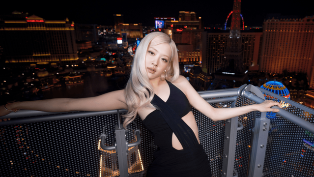 Rosé poses for a photo in Las Vegas to promote "Messy" from the F1 soundtrack
