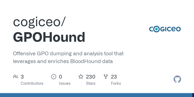 Offensive GPO dumping and analysis tool that leverages and enriches BloodHound data - cogiceo/GPOHound