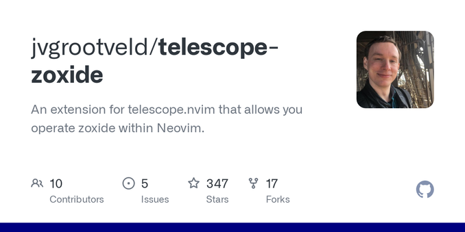 An extension for telescope.nvim that allows you operate zoxide within Neovim. - jvgrootveld/telescope-zoxide