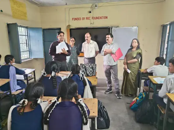 Deputy Commissioner of Kangra, Hemraj Bairwa, interacting with students at Government Senior Secondary School, Bagli.