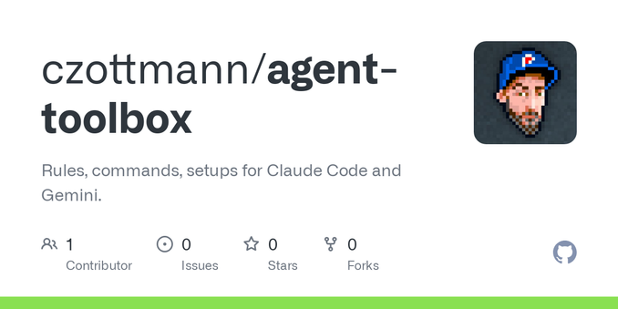 Rules, commands, setups for Claude Code and Gemini. - czottmann/agent-toolbox