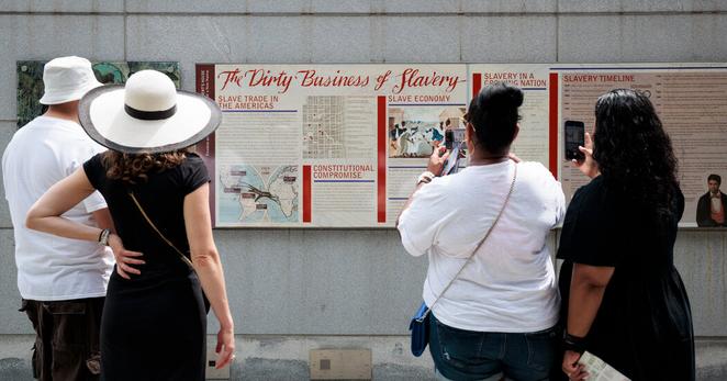 An exhibit at Independence National Historical Park in Philadelphia recounts the brutality of slavery and was flagged for review. 
