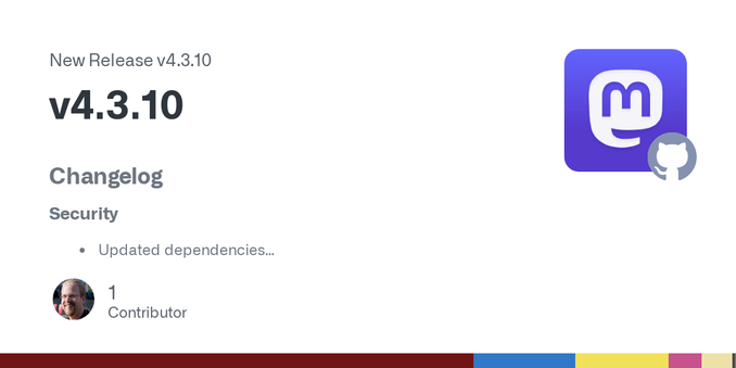 Changelog
Security
Updated dependencies
Upgrade notes
To get the code for v4.3.10, use git fetch && git checkout v4.3.10.
NoteAs always, make sure you have backups of the database before performi... Changelog
Security
Updated dependencies
Upgrade notes
To get the code for v4.3.10, use git fetch && git checkout v4.3.10.
NoteAs always, make sure you have backups of the database before performi...