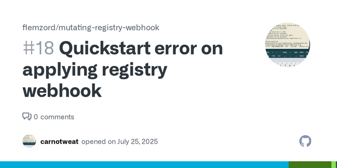sudo kubectl apply -f https://github.com/flemzord/mutating-registry-webhook/releases/download/v0.4.0/install.yaml namespace/mutating-registry-webhook-system created customresourcedefinition.apiexte...