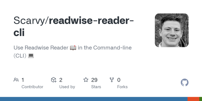 Use Readwise Reader 📖 in the Command-line (CLI) 💻. Contribute to Scarvy/readwise-reader-cli development by creating an account on GitHub.