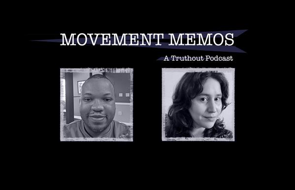 Movement Memos, a Truthout podcast - banner image featuring guest Denzel Caldwell and host Kelly Hayes