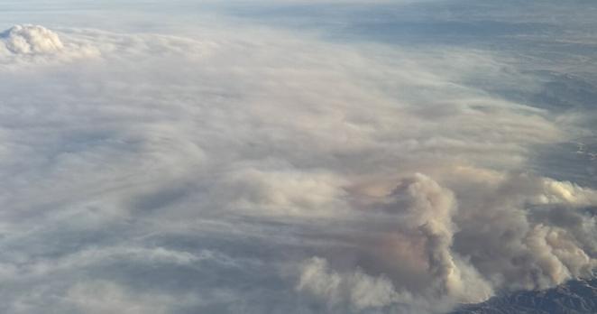 An aerial view of the Gifford Fire, burning in Santa Barbara and San Luis Obispo Counties.