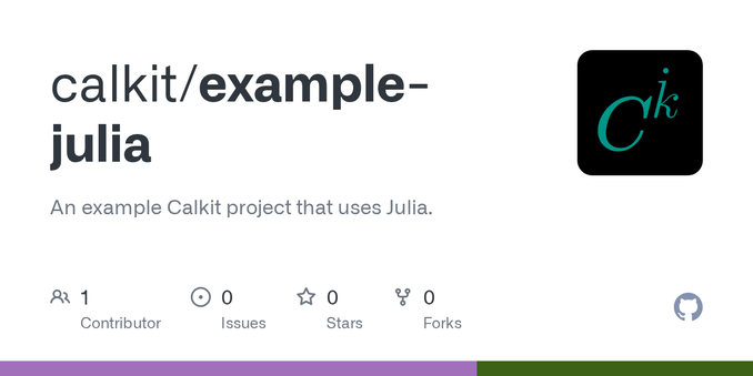 An example Calkit project that uses Julia. Contribute to calkit/example-julia development by creating an account on GitHub.