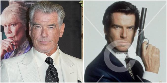 Pierce Brosnan in 2025 and 1995's 'Goldeneye'