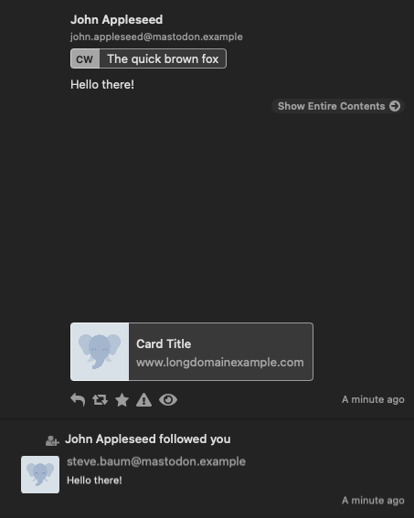 Screenshot showing empty messages from John Appleseed.
