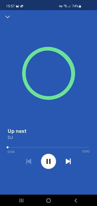 Screenshot of Spotify application new Artificial Intelligence DJ feature 