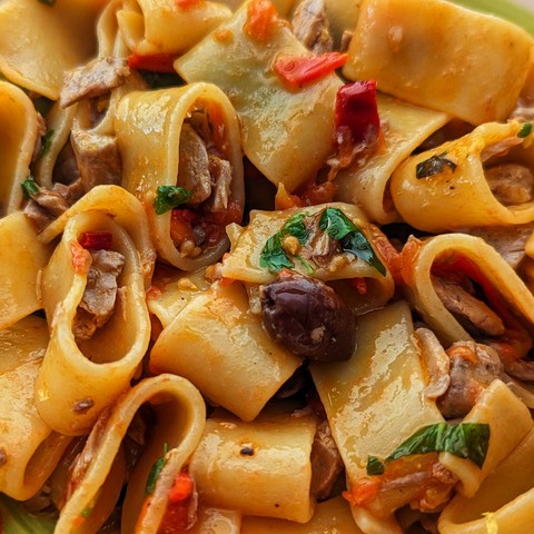 Particular of dish of pasta