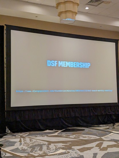 A slide showing the link to the October 2023 DSF board meeting