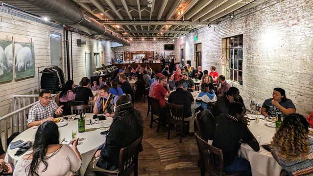 DjangoCon US 2023 speakers during the dinner 