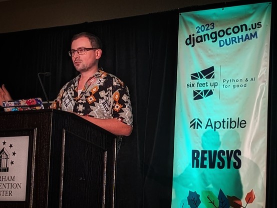 Thibaud on the DjangoCon US 2023 stage