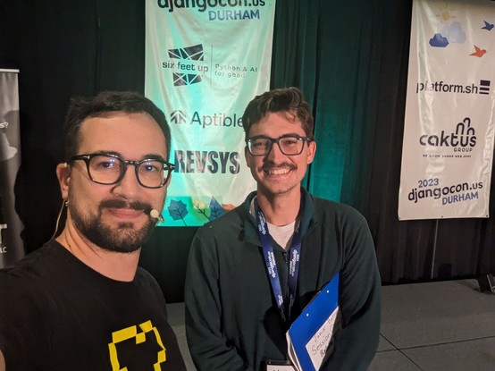 Paolo and Nathan on the DjangoCon US 2023 stage