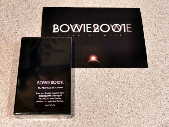 "BOWIE2001 The Mixpiece" cassette tape with BOWIE2001 postcard
