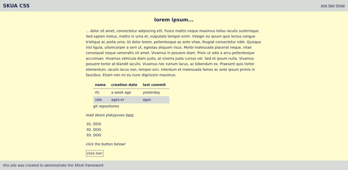 a tester webpage, in light mode.
