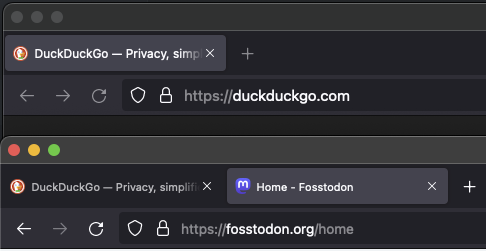 A side by side screenshot of Firefox 123 and Firefox 122 where text in tabs has different font sizes
