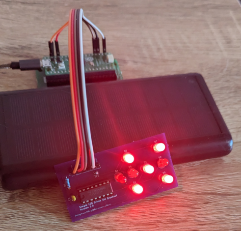 Working PCB displaying five.