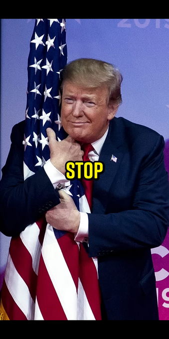 Stop

(Donald J Trump hugging an American flag.)