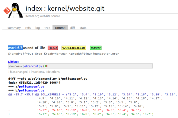 https://git.kernel.org/pub/scm/docs/kernel/website.git/commit/?id=68f5485ce1a5717001a6a5194bbf5c8d9dec35fd