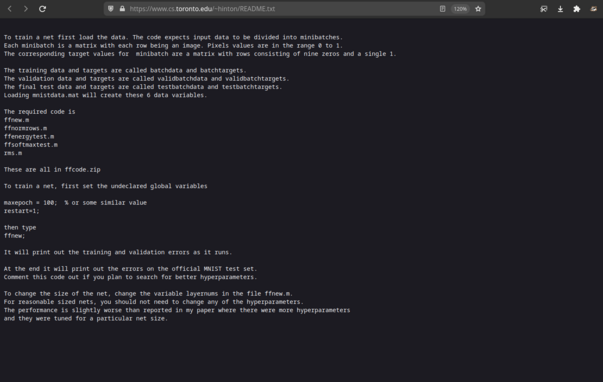 Screenshot of a text file with instructions on loading data into a neural network.