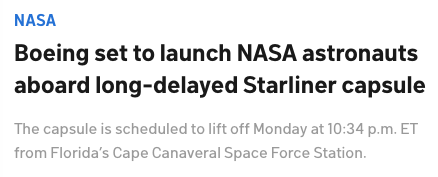 Boeing set to launch NASA astronauts aboard long-delayed Starliner capsule