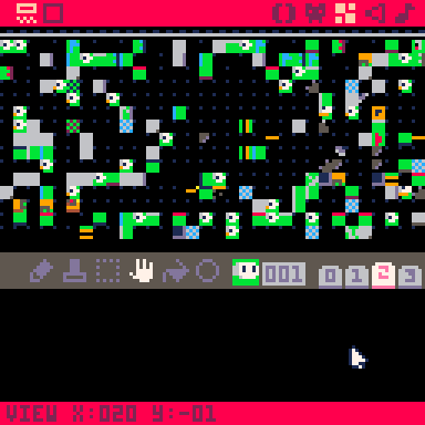 Screenshot of PICO-8's map editor. There is a bunch of random tiles where the map should be.