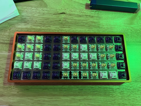 Preonic mechanical keyboard with an assortment of switches 