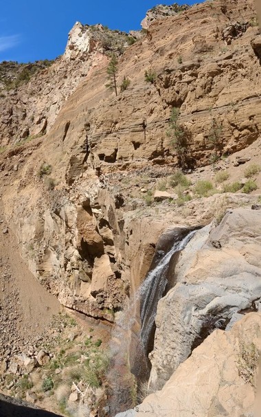 View of lower Frijoles Falls from the side. The trail to the bottom is no longer passable, alas.