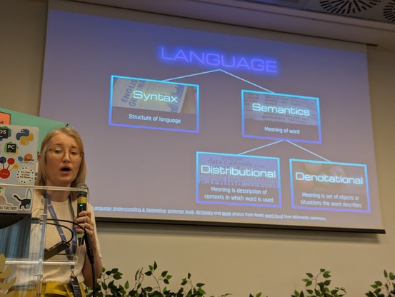 Jodie showing a slide about language 