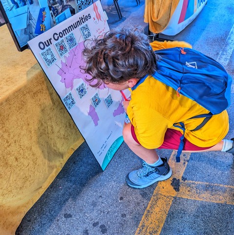 A boy singing our map