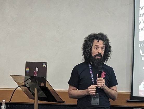 Portrait of Lorenzo during his talk