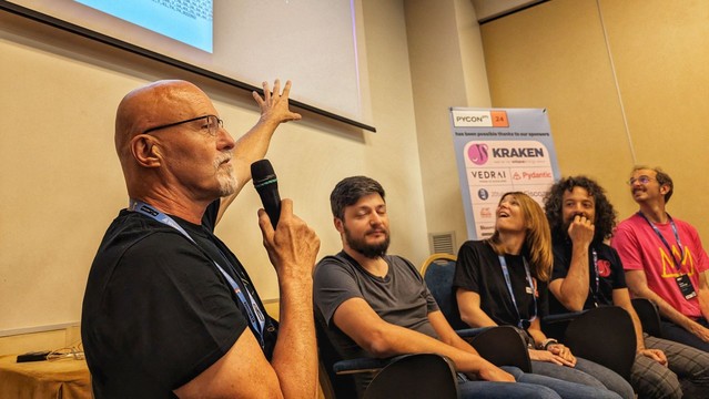 Marco talking during the panel